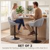 Bar Stools Adjustable Heights Breakfast Bar Stools Backrest Armrests Set of 2 with Rubber Ring Metal Base, Grey