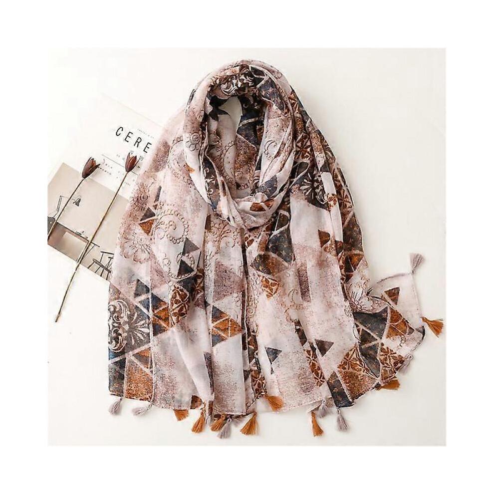 Design Brand Women Scarf Fashion Print Cotton Warm Shawl Muslim Scarves Hijabs Lady Pashmina Bandana Tassel Beach Shawls Foulard