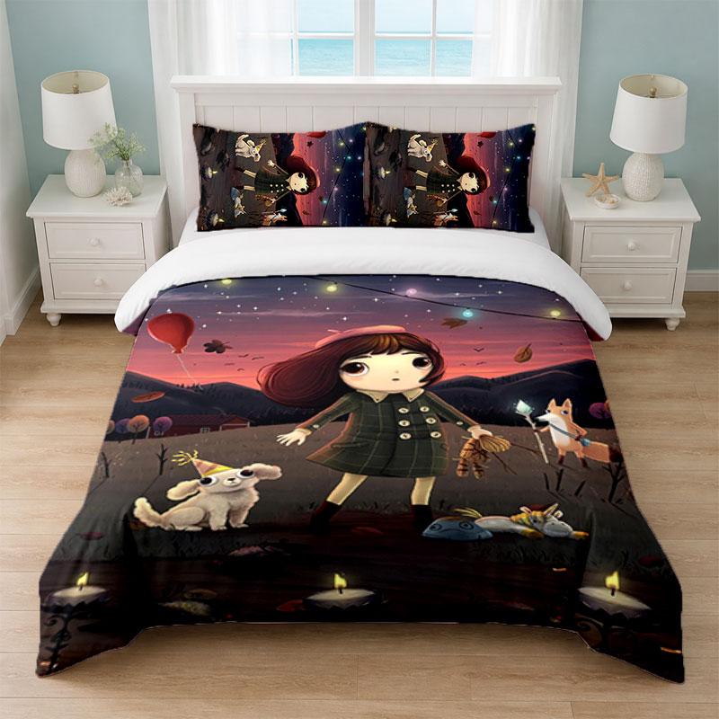 Fran Bow Bedroom 3Pcs Bedding Set Soft Bed Sheet Pillowcases Home Bedding Decoration