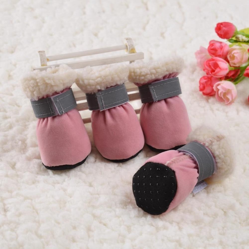 4Pcs Warm Non-slip Pet Dog Shoes Thick Winter Pet Footwear Waterproof Pet Foot Cover Dog