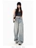 Women's Rhinestone Star Wide Leg Jeans - 2026 Spring/Autumn, Loose & Flattering Floor-Length Pants