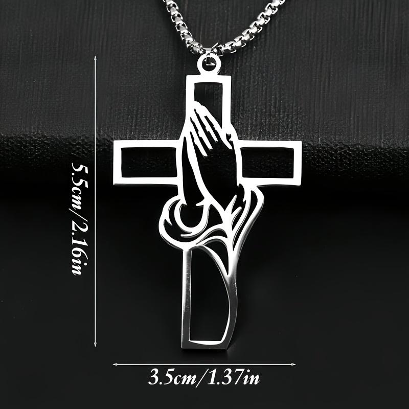 Hollow Prayer Hands Cross Pendant, Car Interior Decoration Accessory, Rearview Mirror or Window Display, Religious Symbol