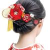 Hair Ornament Set Furisode Ceremony Red Flower Crepe 3-piece Coming-of-age Kk-056