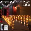 Christmas Candy Cane Lights 8 Modes Timer Remote Waterproof Battery Operated Pathway Marker Garden Landscape Decor Lawn Lights
