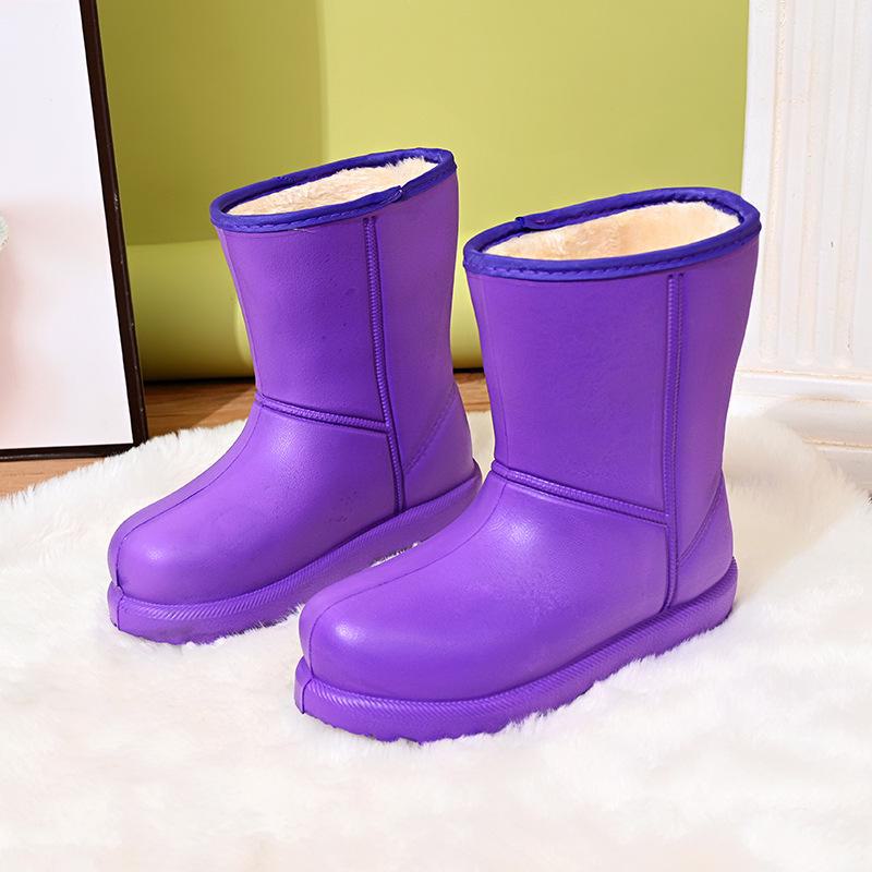 2024 Унисекс Черные зимние ботинки: Бархат, водонепроницаемый, легкий, утолщенный ЭВА для тепла