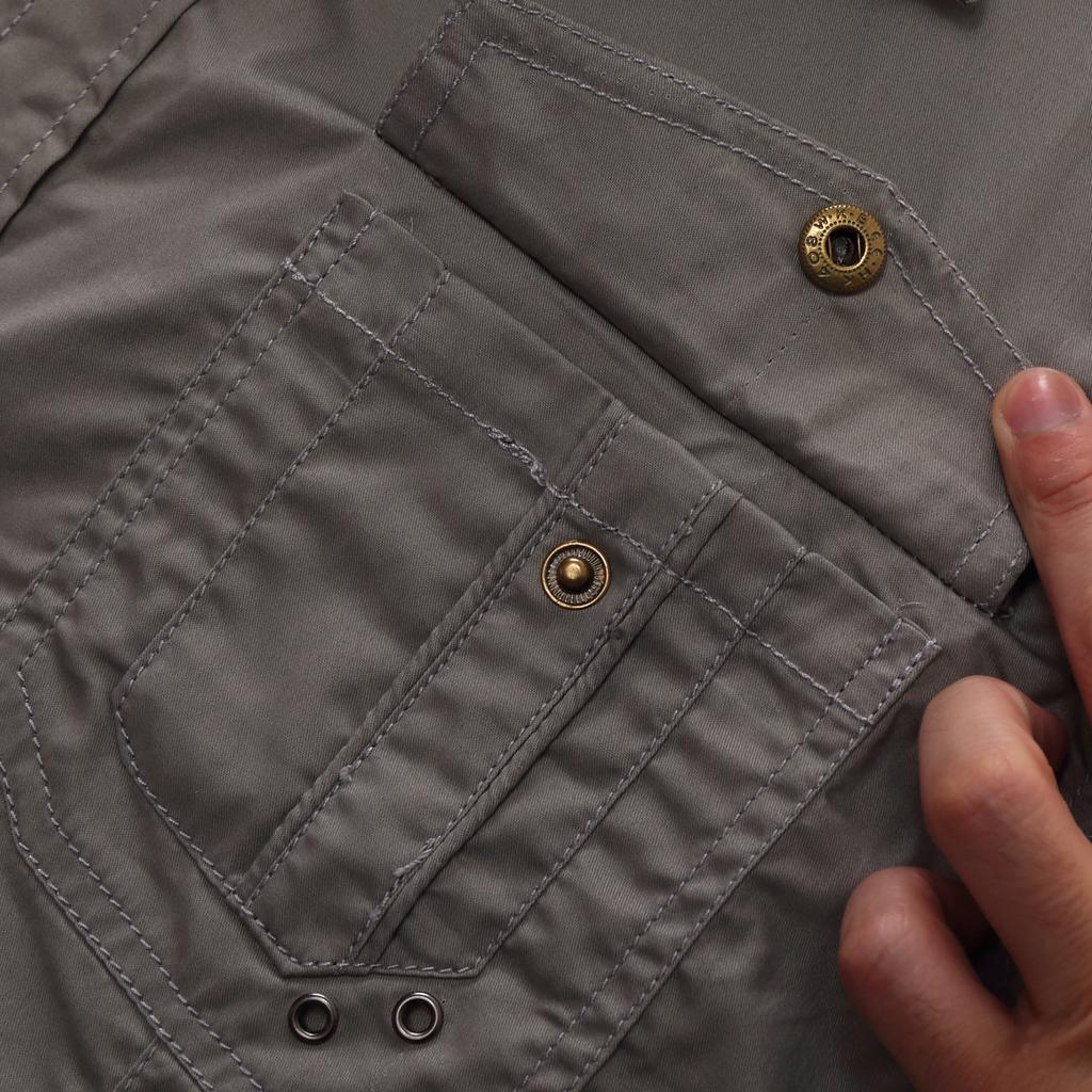 Fredd Marshall 2021 Mens Cargo Shirt Men Casual Shirt Solid Short Sleeve Shirts Multi Pocket Work Shirt Plus Size 100% Polyester Hiking Shirt