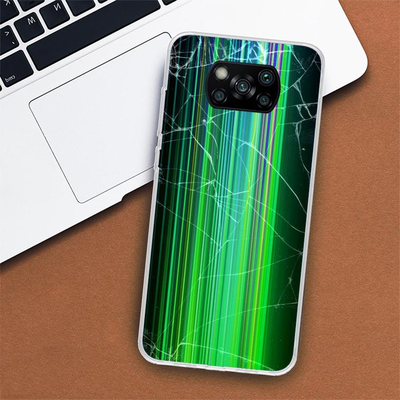 Сломанный экран телефона чехол для Xiaomi Poco X3 Nfc X4 Gt X5 Pro M5S M4 M3 M2 F5 F4 F3 F2 F1 Mi Note 10 Fundas Shell