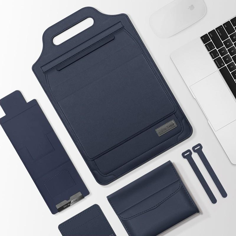 Multifunctional 5-Piece Laptop Sleeve Set With Stand MacBook 13 15 Inch PU Leather Inner Case In 7 Colors