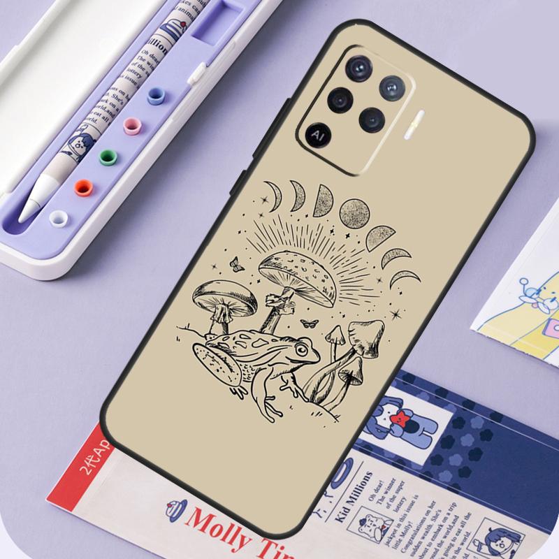 Коттеджкор Магический Гриб Лягушка Луна Чехол для Телефона Для OPPO A52 A72 A53S A94 A74 A54 A15 A16 A1K A5 A9 A31 A53 A83 A91 A93 Чехол