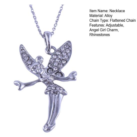Ожерелье с подвеской в виде крыла девушки-ангела, блестящие стразы, инкрустированные подвеской, не выцветающие, яркие