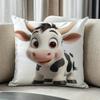 Cute Cow Pattern Pillow Cover Single-Sided Print Soft Cushion Case For Sofa Bed Car Home Office Holiday Decor