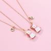 2pcs/set Jewelry Best Friend Magnetic Necklace Enamel Rabbit Necklace Bunny Heart Pendant  Gift