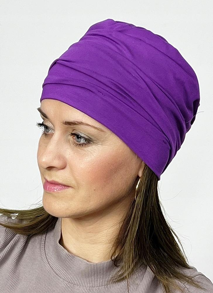 Iryda Bamboo Violet Turban Draped Cap Even After Chemotherapy