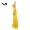 Lady Evening Dress One Shoulder Sleeveless Split Hem Solid Color Pleated Solid Color Prom Cocktail Party Maxi Dress Ball Gown