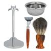 4 шт. Профессиональный мужской набор для бритья Традиционная ручная бритва Помазок для бритья Мыльница Подставка для бритья Набор