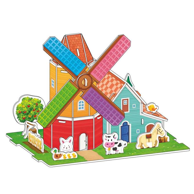 Детский 3D стерео пазл Мультяшный дом Замок Модель здания Сделай сам Ручная работа Раннее обучение Развивающие игрушки Подарок для детей