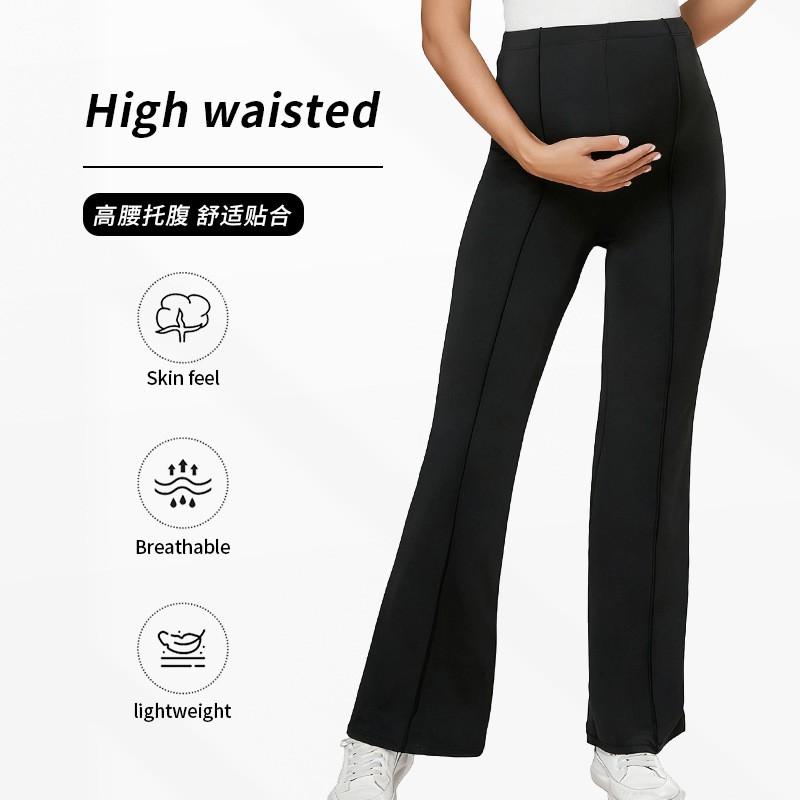 High Waist Flared Trousers Women Stretch Slim Fit Maternity Pants Casual Daily Wear Four