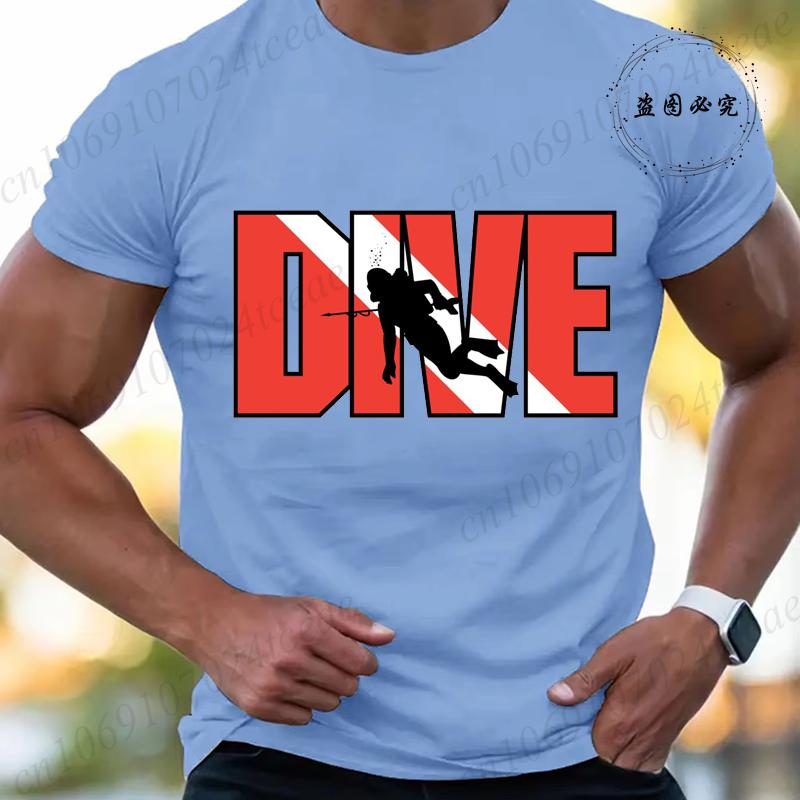 Новая модная футболка для мужчин, повседневная, с коротким рукавом, хип-хоп, уличная одежда, футболка с принтом SCUBA Dive, пуловер, мужская, женская, футболка, топы