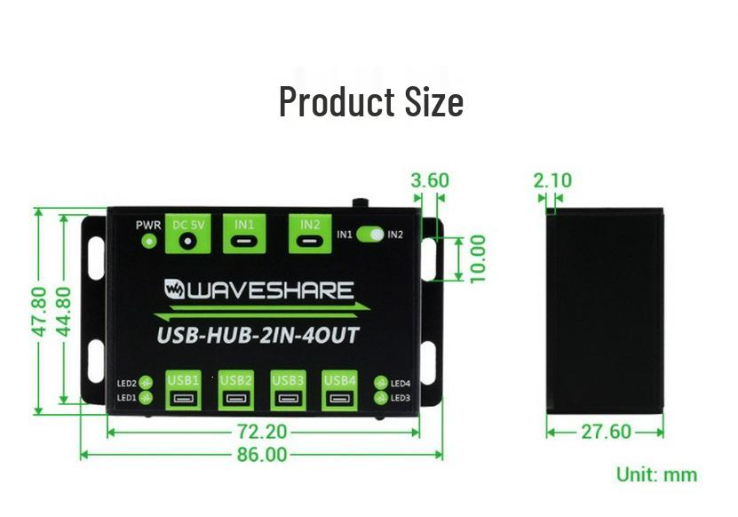 USB-концентратор MicroSnow на 4 порта USB 2.0, двойной хост, свободное переключение, схемы множественной защиты