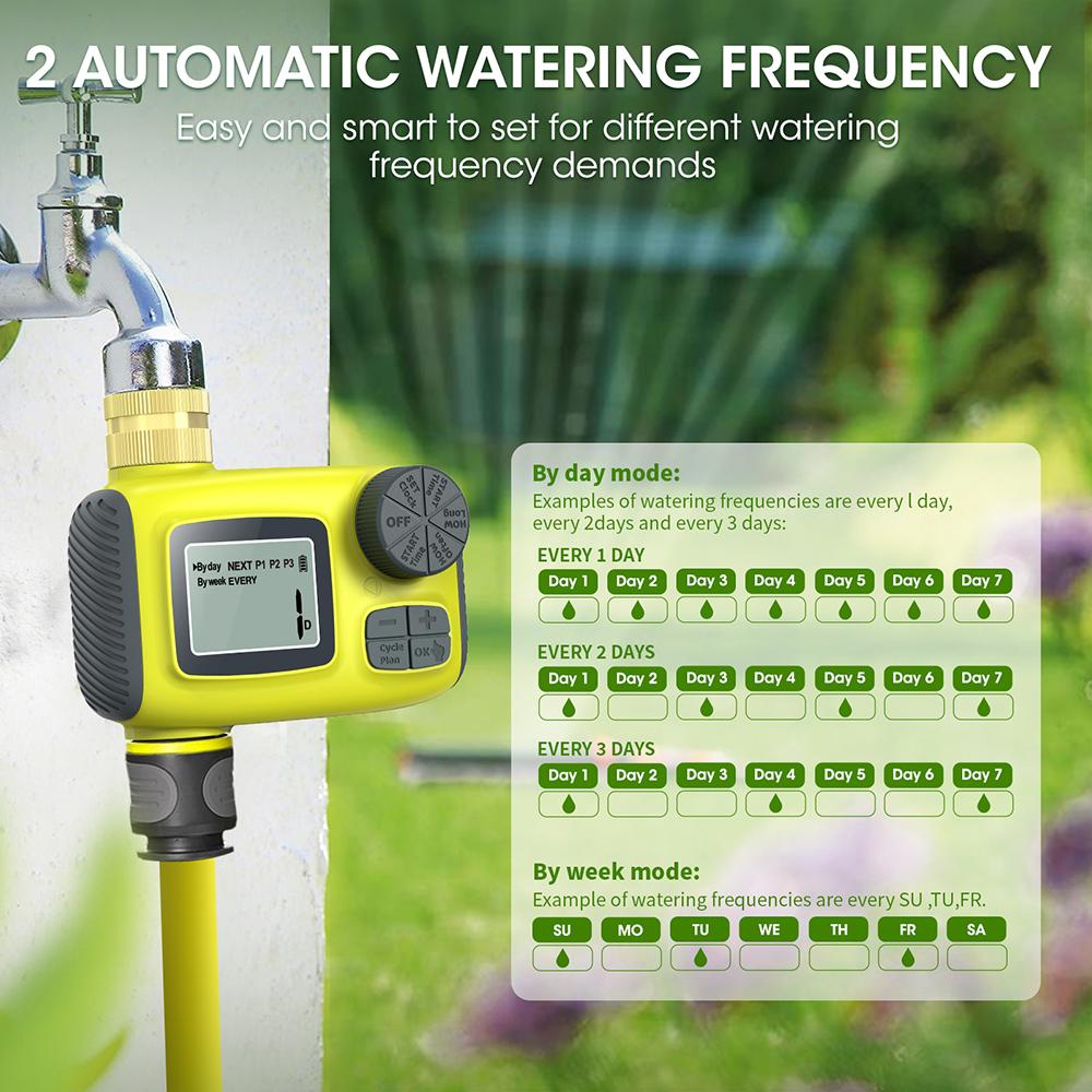 Automatic Garden Water Timer 1/3 Outlet Digital Irrigation Timing Controller Watering System Solar Rain Relay Outdoor Sprinkle