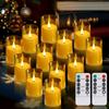 Акриловые беспламенные вотивные электронные свечи с таймером и пультом дистанционного управления, мерцающие светодиодные чайные свечи для свадьбы, Рождества, домашнего декора