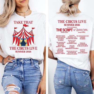 Take That The Circus Live 2026 Тур Возвращения Унисекс Футболка Летняя Новая Оверсайз Хлопок Мода Мужская Уличная Одежда Рубашка