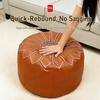 PU Leather Fillable Ottoman Pouf Round Shape Round Pouf Cover New Storage Ottoman  Living Room