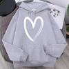 Sweatshirt Women's Heart-print Plush Top For Loose Casual Sports Hooded Pullover