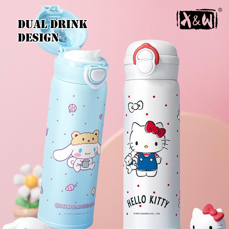 X&W 500 мл для Sanrio My Melody Термокружки Мультяшная Нержавеющая сталь Термос Студенческая Милая Изолированная Бутылка для воды Детская Кружка