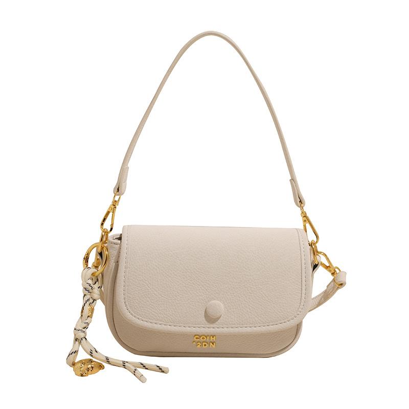 2025 Spring and Summer New Lychee Pattern Armpit Bag Women's Fashion Solid Color Simple Shoulder Bag Foreign Style Versatile Messenger Bag