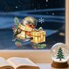 Creative Gift Ideas Christmas Bird Static Window Sticker, Cute Watercolor Glass Stickers with Pine Branch, PVC Waterproof Film Clings for Holiday