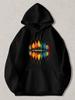 Black Pullover Hoodie with Colorful Abstract Forest Tree Reflection Graphic Print Casual Long Sleeve Sweatshirt for Men Women Autu