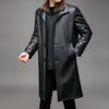 Leather Coat with Velvet and Thickening for Middle-aged Men with Removable Inner Liner, Long Fur All-in-one Genuine Leather Fur Coat