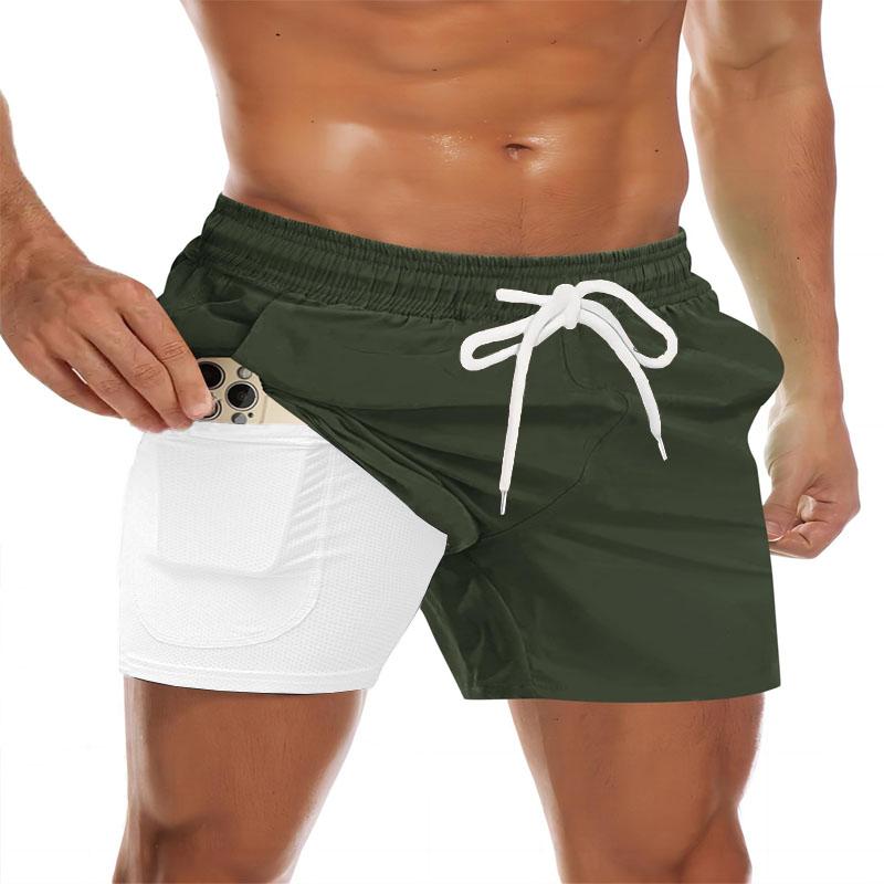 Summer Casual Men's Quick Drying Swim Trunks, Beach Shorts with Compression Lining and Pockets, 3D Digital Printed Marine Animal Patterns