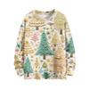 Women's Fashion Casual Long Sleeve Christmas Printed Round Neck Knitted Top