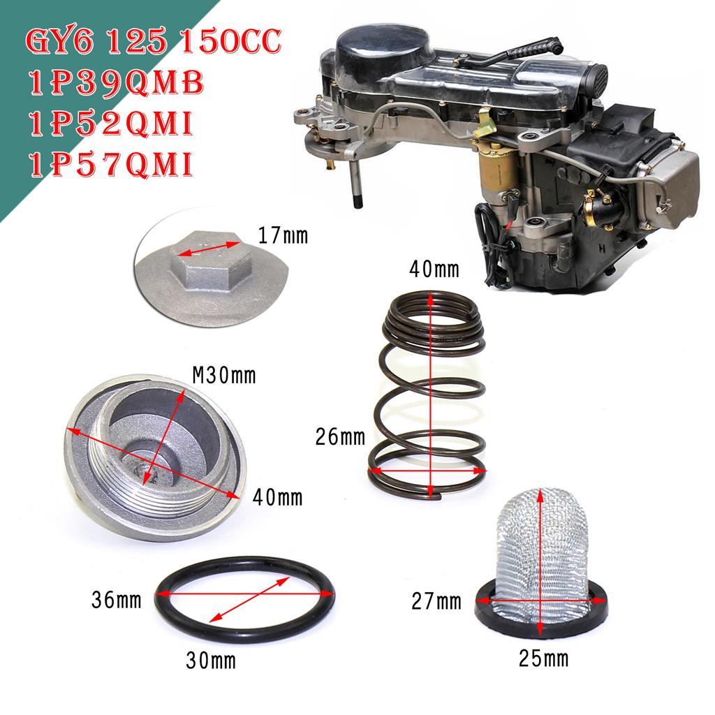 1 Вставьте пружину сливной пробки двигателя для GY6 500cc 125cc 150cc