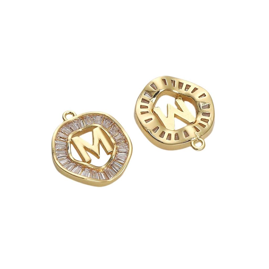 Copper Zirconium Inlaid 26 Letter Pendant For DIY Jewelry Making Craft Accessories