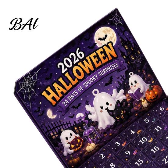 Durable Resin Holiday Ornaments Halloween Advent Calendar 2026, 24 Day Ghost Countdown with Cute Collectible Figures, Gifts for Kids Boys Girls, Party