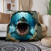 "Great White Shark Wall Decal - Ocean Life Art Sticker for Home Decor"Blanket Flannel Throw Blanket for Sofa, Bed, Travel, Camping, Office,