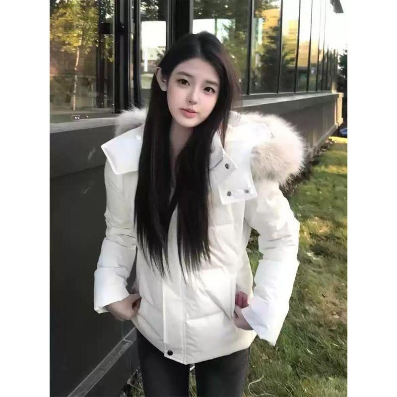 2026 Womens Slim Fit Hooded Cotton Coat With Fur Collar Winter Warm Short Padded Jacket Petite Ladies