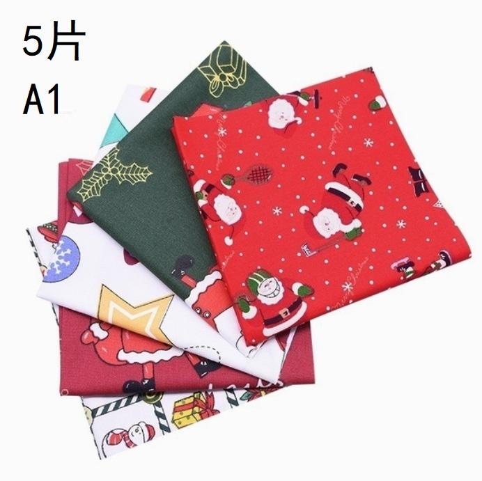 5 Pcs/lot Cartoon Christmas Series Twill Cotton Fabric, DIY Handmade Tissu Bundls of Quilting Patchwork Sewing Scrapbooking