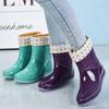 Non-slip Thickened Rain Boots Women's Outer Wear Plastic Rubber Shoes Wear-resistant Rain Boots Short-tube Fashion Waterproof Shoes Overshoes