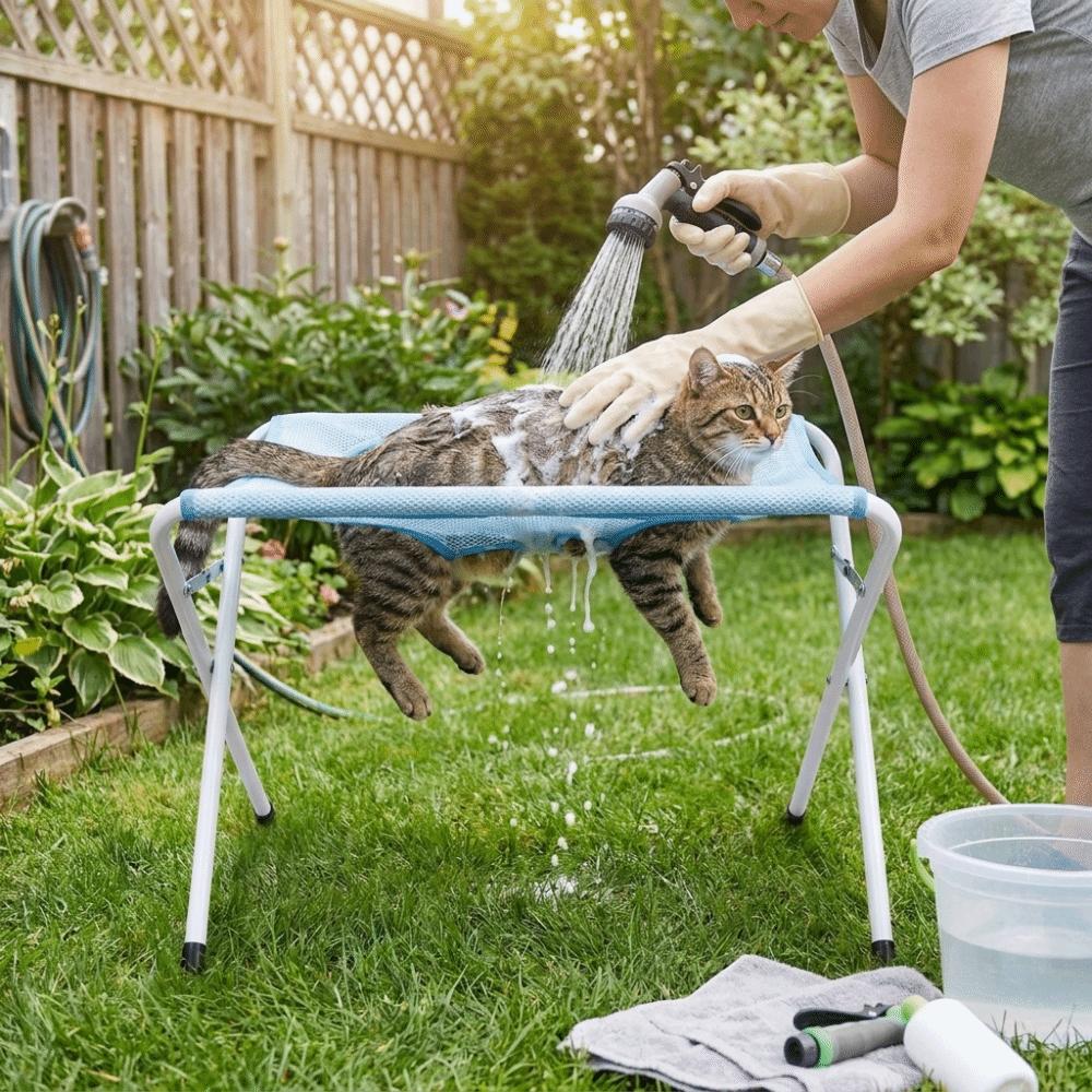 Mesh Dog Bathing Hammock Adjustable Dog Nail Trimming Holder Cat Bath Rack Pet Grooming