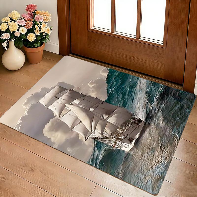 Sailboat Storm Living Room Nonslip Area Rug Soft Carpet For Bedroom Game Playroom Sofa Office Home Decor Doormat Christmas Gift C9302043