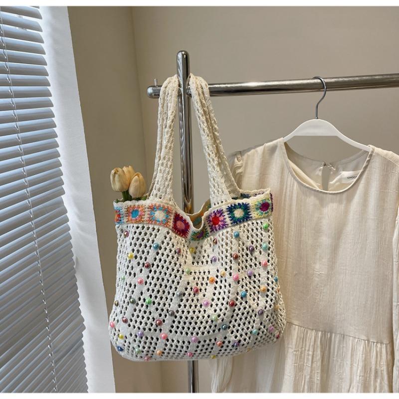 Модная вязаная сумка женская новая вязаная сумка-тоут модная сумка-тоут большой вместимости сумка для отпуска пляжная сумка