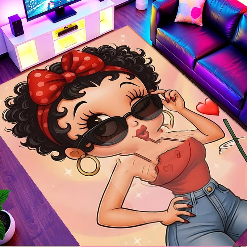 Betty Boop Print Rug, Washable Floor Carpet, For Entryway Dorm Laundry Room Office Study, Home Decor Birthday Christmas Gift