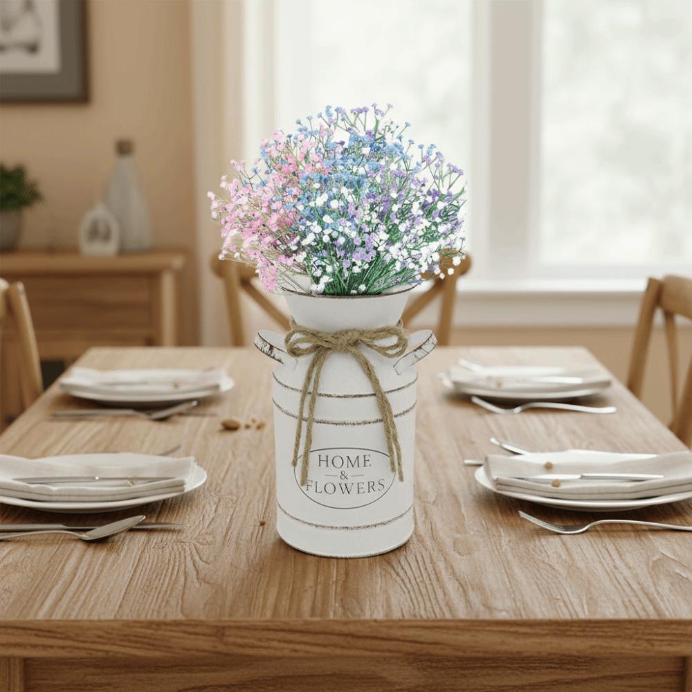 Two Side Handle Farmhouse Vintage Vase Galvanized Iron Flowerpot Classic Flower Bucket Living Room