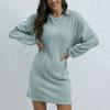 Women's Autumn And Winter Casual Fashion Long Sleeve Solid Color Round Neck Hip Cover Dress