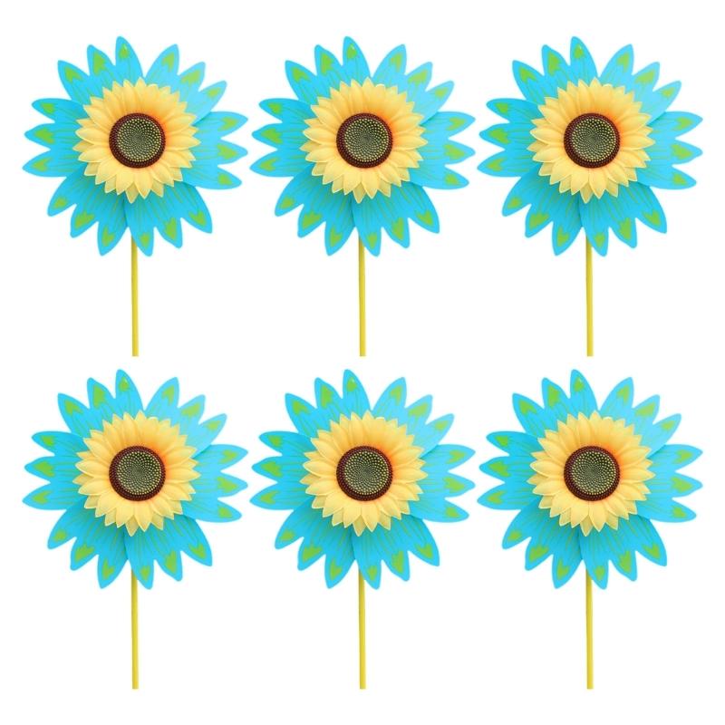 Winds Spinners for Lawns Patio Colorful Sunflower Pinwheel Toy Windmill Bulk 6pcs Party School Event Garden Lawns Pinwheels