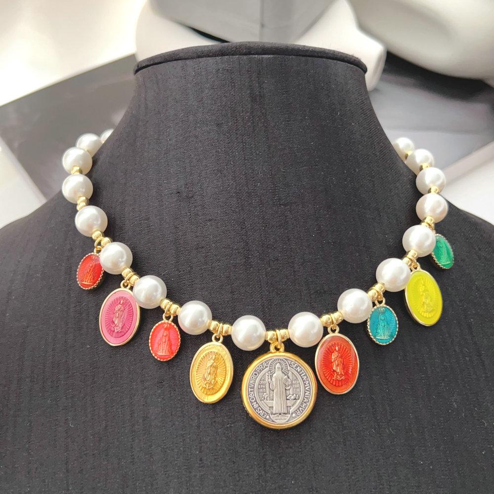 2024 Fashion Styles Pearls Beads Virgin Mary Charms Necklaces